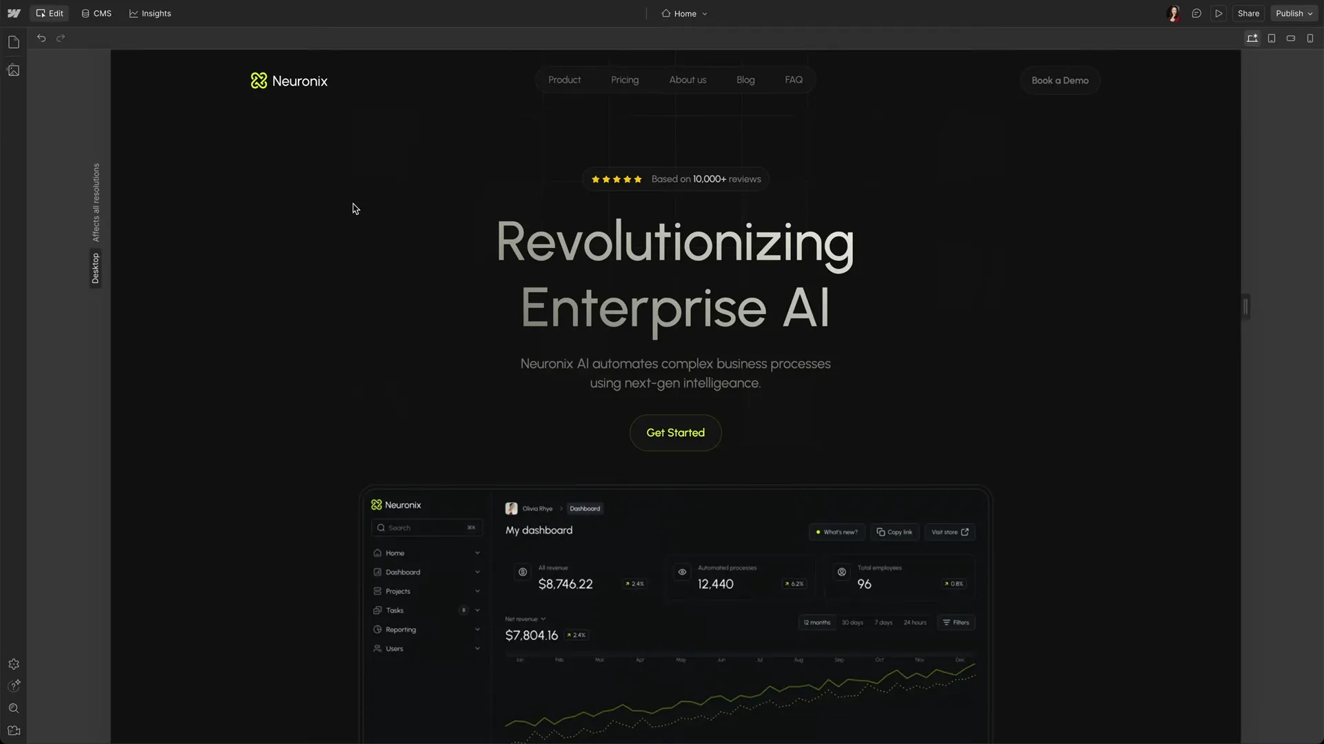 Webflow公式: Designer編集画面の概要