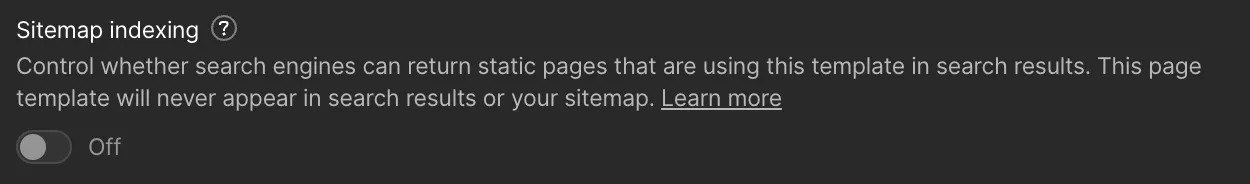 Sitemap indexingがOffの状態